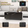 Modern Smart Coffee Table with Built in Fridge, Outlet Protection,Wireless Charging, Mechanical Temperature Control, Power Socket, USB Interface and I