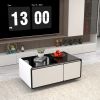 Modern Smart Coffee Table with Built in Fridge, Outlet Protection,Wireless Charging, Mechanical Temperature Control, Power Socket, USB Interface and I