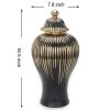 Black with Gold Design Ceramic Decorative Ginger Jar Vase