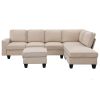 [VIDEO provided] [New] 104.3*78.7" Modern L-shaped Sectional Sofa,7-seat Linen Fabric Couch Set with Chaise Lounge and Convertible Ottoman for Living