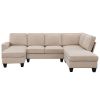 [VIDEO provided] [New] 104.3*78.7" Modern L-shaped Sectional Sofa,7-seat Linen Fabric Couch Set with Chaise Lounge and Convertible Ottoman for Living