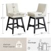 26" Upholstered Swivel Bar Stools Set of 2, Modern Linen Fabric High Back Counter Stools with Ergonomic Design and Wood Frame