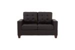 Living Room Furniture 2pc Sofa Set Espresso Faux Leather Tufted Sofa Loveseat w Pillows Cushion Couch