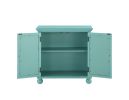 Classic Storage Cabinet 1pc Modern Traditional Accent Chest with Mirror Doors Antique Aqua Finish Pendant Pulls Wooden Furniture Living Room Bedroom