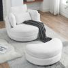 39"W Oversized Swivel Chair with moon storage ottoman for Living Room, Modern Accent Round Loveseat Circle Swivel Barrel Chairs for Bedroom Cuddle Sof