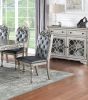 Traditional Formal Silver / Grey Finish 7pc Dining Set Table w 6x Side Chairs Rubber wood Intricate Design Tufted back Cushion Seat Dining Room Furnit