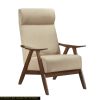 Modern Accent Chair 1pc Light Brown High Back Chair Cushion Seat and Back Walnut Finish Solid Wood Living Room Furniture