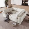 U-style Upholstered Modular Sofa with USB Charge Ports,Wireless Charging and Built-in Bluetooth Speaker in Arm,Sectional sofa for Living Room Apartmen