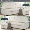 83" Modern Convertible Sleeper Sofa Bed with Storage Chaise,Beige(Old Sku:SG000344AAA)