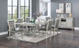 Formal Traditional Dining Table Rectangle Table w Leaf Silver Hue Glass Top 1pc Dining Table Dining Room Furniture