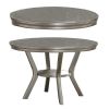 Formal Traditional Dining Table Round Table Silver Hue 5pc Dining Table w Shelf 4x Side Chairs Cut out Back Design Chairs Dining Room Furniture