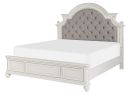 Antique White Finish 1pc Queen Size Bed Button-Tufted Upholstered Headboard Traditional Design Bedroom Furniture