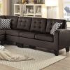 Dark Brown Reversible 4-Piece Sectional Sofa Tufted Detail Textured Fabric Upholstered Solid Wood Contemporary Living Room Furniture L-Shape Sofa Couc