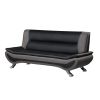 Modern Living Room Furniture 1pc Sofa Black and Gray PU Upholstered Chrome Finish Metal Legs Solid Wood Frame Cushon Seat