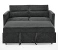 Loveseats Sofa Bed with Pull-out Bed,Adjsutable Back and Two Arm Pocket,Black (54.5"x33"x31.5")