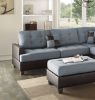 Contemporary Sectional Sofa Grey Polyfiber Linen Like Fabric Cushion Tufted Reversible 3pc Sectional Sofa L/R Chaise Ottoman Living Room Furniture Pil