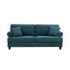 Modern Sofa for Living Room, 82" Green Chenille Sofa Couch, Sectional Love Seat Couch with Brown Legs, Upholstered Sofa for Apartment Bedroom Home Off