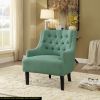 Modern Traditional Accent Chair Button Tufted Teal Textured Fabric Upholstery Solid Wood 1pc Living Room Furniture