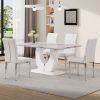 Table and chair set, modern minimalist white marble textured rectangular dining table. Suitable for restaurants and living rooms. Soft cushion seats.