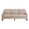 Modern 3 Piece seat Sofa Couch with Scooped Armrest/Wood legs,Upholstered Velvet 3-seat Sofa with Removable Cushions for Livingroom Bedroom,Taupe