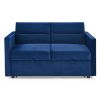 Loveseats Sofa Bed with Pull-out Bed,Adjsutable Back and Two Arm Pocket,Blue (54.5"x33"x31.5")