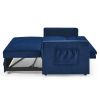 Loveseats Sofa Bed with Pull-out Bed,Adjsutable Back and Two Arm Pocket,Blue (54.5"x33"x31.5")