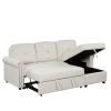 83" Modern Convertible Sleeper Sofa Bed with Storage Chaise,Beige(Old Sku:SG000344AAA)