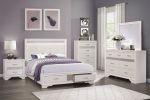 Glamorous Bedroom Furniture 1pc Nightstand of Drawers with Hidden Felt-Lined Jewelry Drawer White Finish and Silver Glitter