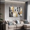 Framed Canvas Wall Art Decor Abstract Style Painting, Gold and Silver Color Painting Decoration For Office Living Room, Bedroom Decor-Ready To Hang