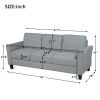 3-Seat Sofa Living Room Linen Fabric Sofa (Gray)