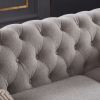 Chesterfield sofa in linen fabric (Light Grey)