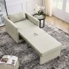 Sofa Bed Chair 2-in-1 Convertible Chair Bed, Lounger Sleeper Chair for Small Space with One Pillow, Beige Velvet