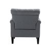 Mid-Century Modern Accent Chair, Linen Armchair w/Tufted Back/Wood Legs, Upholstered Lounge Arm Chair Single Sofa for Living Room Bedroom, Gray