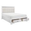 Modern Glam White Finish 1pc Queen Platform Bed with Drawers Storage Upholstered Headboard Silver Glitter Accent Wooden Bedroom Furniture