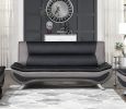 Modern Living Room Furniture 1pc Sofa Black and Gray PU Upholstered Chrome Finish Metal Legs Solid Wood Frame Cushon Seat