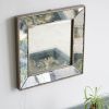 18" x 18" Distressed Silver Square Accent Mirror, Traditional Style Framed Wall Mirror for Living Room, Entryway, Office, Bedroom, Hallway