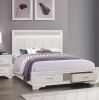 Modern Glam White Finish 1pc Queen Platform Bed with Drawers Storage Upholstered Headboard Silver Glitter Accent Wooden Bedroom Furniture