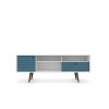 Manhattan Comfort Liberty 70.86" Mid-Century Modern TV Stand with 4 Shelving Spaces and 1 Drawer in White and Aqua Blue with Solid Wood Legs