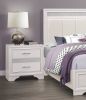 Glamorous Bedroom Furniture 1pc Nightstand of Drawers with Hidden Felt-Lined Jewelry Drawer White Finish and Silver Glitter