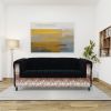 Black Velvet Sofa with Leopard Print, Modern 3-Seater Sofas Couches for Living Room, Bedroom, Office, and Apartment with Solid Wood Frame