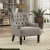 Modern Traditional Accent Chair Button Tufted Taupe Fabric Upholstery Solid Wood 1pc Living Room Furniture