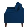 Modern 3 Piece seat Sofa Couch with Scooped Armrest/Wood legs,Upholstered Velvet 3-seat Sofa with Removable Cushions for Livingrooom Bedroom,Navy