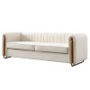 Contemporary Velvet Sofa Couch 84.25''W for Living Room, Beige