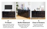 Buffet Sideboard Cabinet, 4 Doors Accent Storage Cabinet, Mid Century Modern Buffet Table with Adjustable Shelf, Console Table for Kitchen, Dining Roo