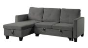 Nova 82.5" Dark Gray Velvet Reversible Sleeper Sectional Sofa with Storage Chaise