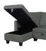 Nova 82.5" Dark Gray Velvet Reversible Sleeper Sectional Sofa with Storage Chaise