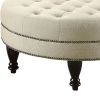 Oatmeal Cocktail Ottoman with Nailhead Trim