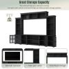 [VIDEO provided] ON-TREND Minimalism Entertainment Wall Unit with Bridge, Modern TV Console Table for TVs Up to 70", Multifunctional TV Stand with Tem