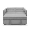 Loveseats Sofa Bed with Pull-out Bed, Adjsutable Back and Two Arm Pocket,Grey