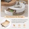 Modern Round Lift-top Nesting Coffee Tables with 2 Drawers White & Natural